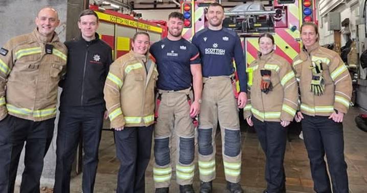 Edinburgh Rugby stars take on firefighting challenges at station
