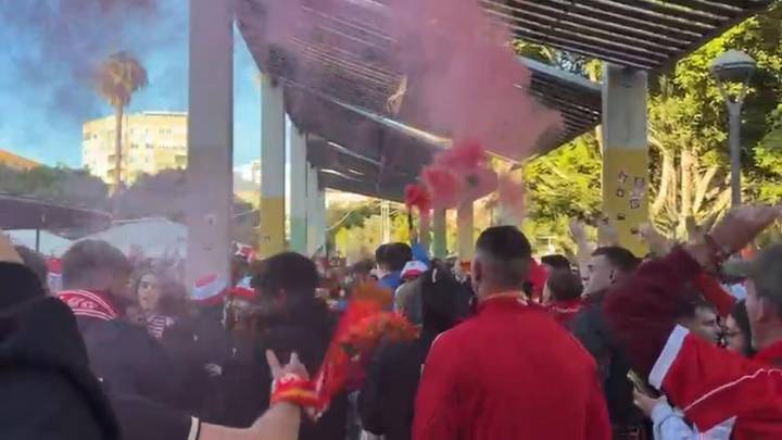 Aficionados del Real Murcia en Cartagena en la previa del derbi