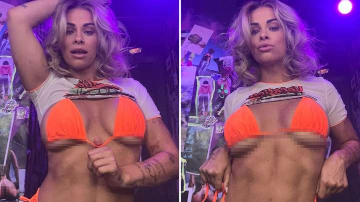 Paige VanZant Flashes Major Underboob In Neon Bikini!