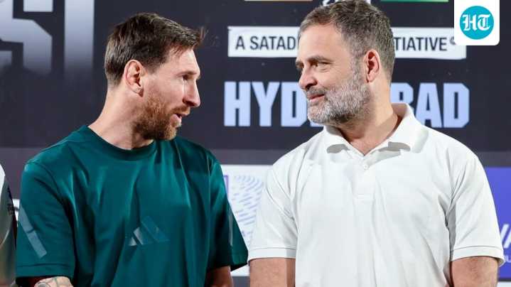‘With the GOAT’: Fanboy moment for Rahul Gandhi with Messi in Hyderabad