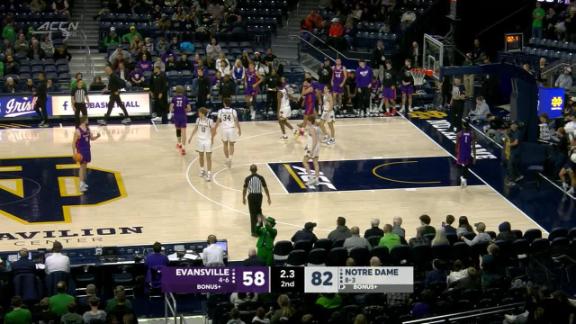 Shrewsberry sets career highs with 28 points, 8 3-pointers in Notre Dame's win over Evansville
