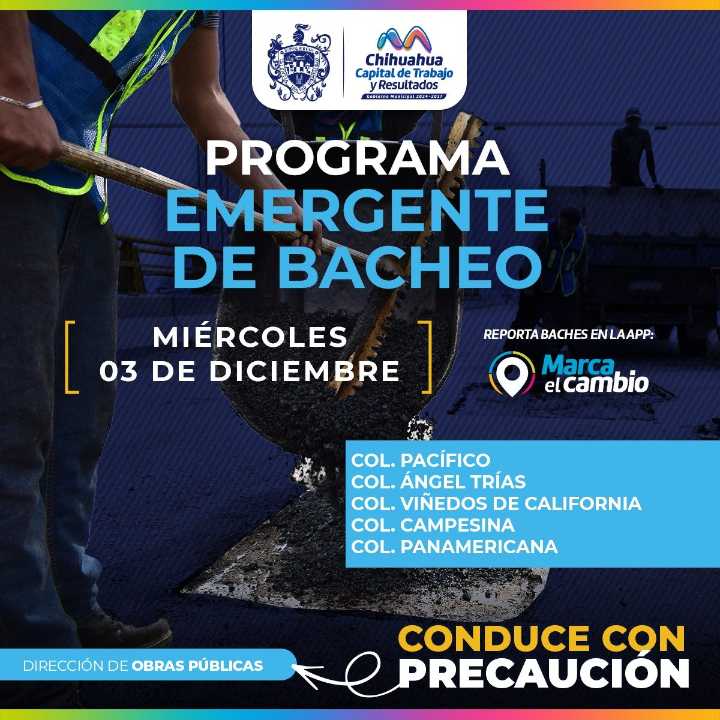 Cinco zonas tendrán bacheo este miércoles 3 de diciembre: Municipio