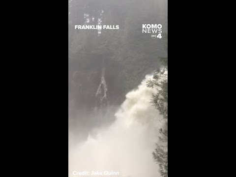Franklin Falls in Washington raging amid heavy rain this week