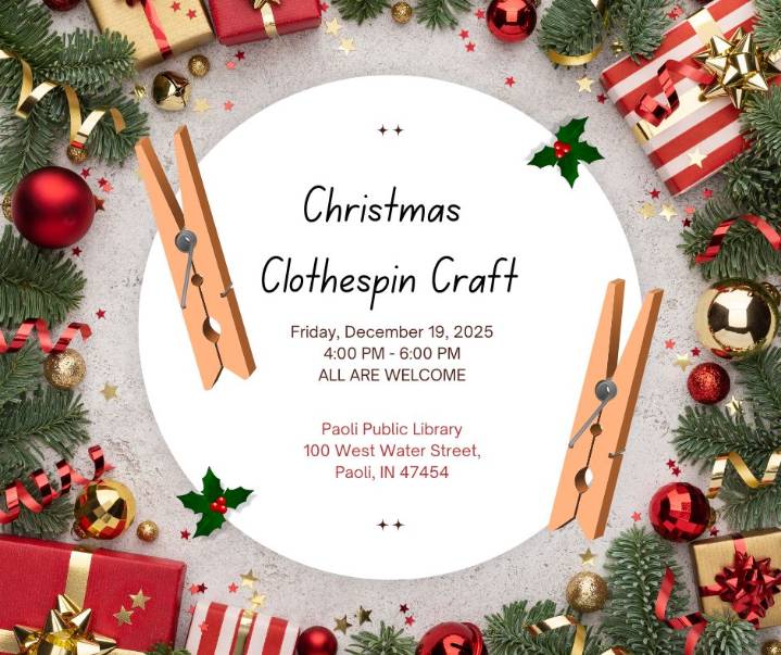Create holiday magic at Paoli Public Library’s Christmas Clothespin Craft event