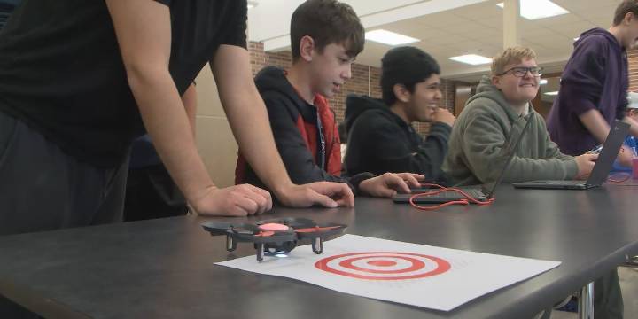 Lincoln East students learn drone programming during Computer Science Week