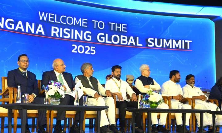 Telangana Rising Global Summit 2025 Begins in Grand Style at Bharat Future City, Meerkhanpet