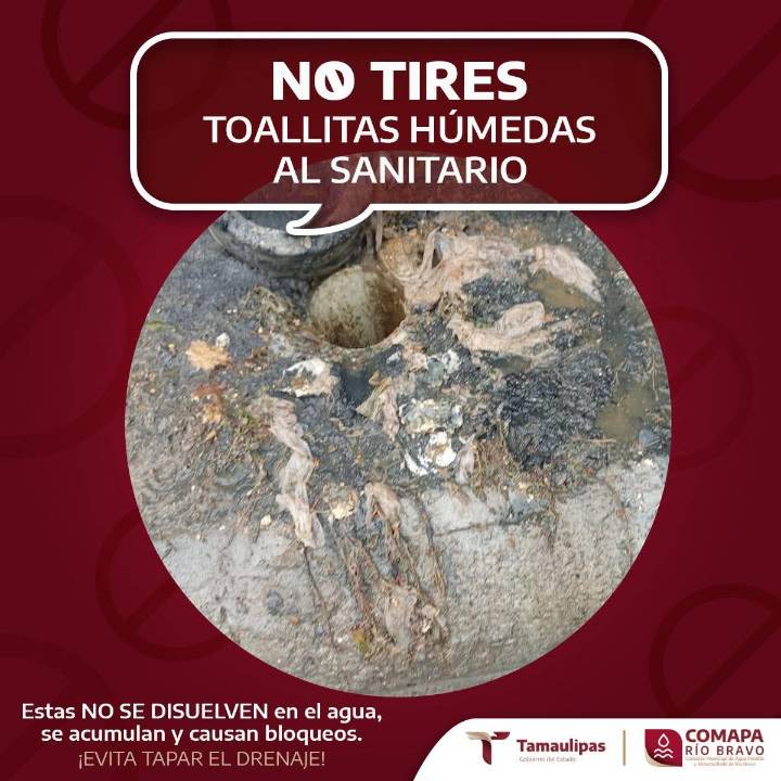No tires toallitas al sanitario