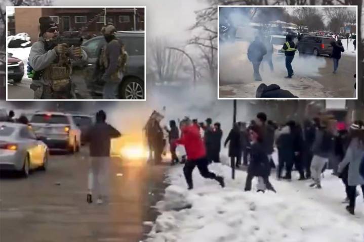 Protesters hurl snowballs at immigration agents near Chicago