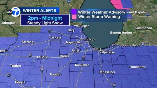 Chicago snow today creates slick roads, causes more O'Hare delays and flight cancellations; Winter Weather Advisory in effect