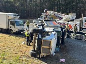 Semi Truck Overturns on I-575 in Woodstock