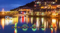 The pretty harbour town with floating Christmas lights and a cosy fishermen's pub