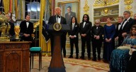 Trump awards medals to the Kennedy Center honorees in an Oval Office ceremony