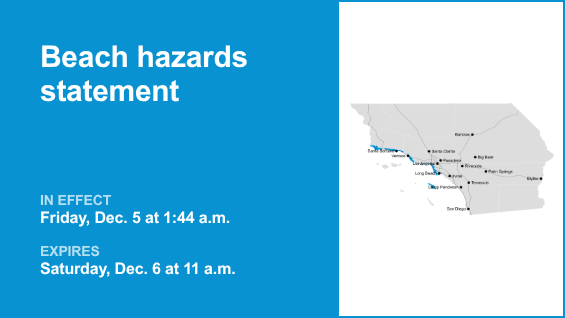 Update: Beach hazards statement active for Los Angeles County beaches until Saturday midday