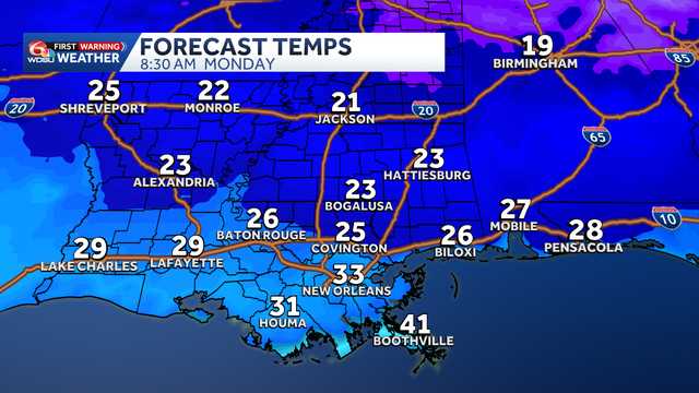 Gulf Coast temperature tumble on the way with a hard freeze threat inland. Here's the timing: