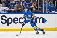 Blues’ Dylan Holloway Leaves, Alexey Toropchenko Returns To Practice
