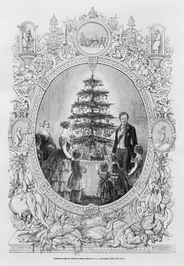 When did Christmas trees start to appear at Southern California holiday celebrations?