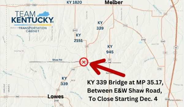 Section of KY 339 in Graves County closing for bridge demolition
