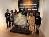 Bullet-pocked marker memorializing 1918 lynching goes on display in Atlanta