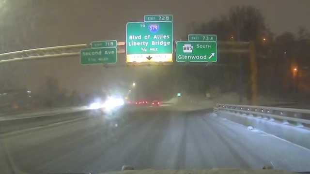 See road conditions as snow falls in Western Pennsylvania