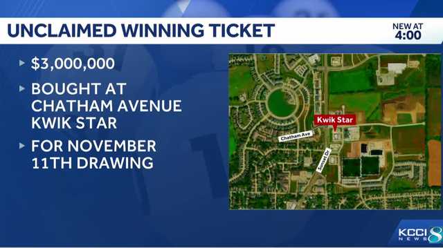 Mega Millions $3 million ticket sold in Iowa still unclaimed