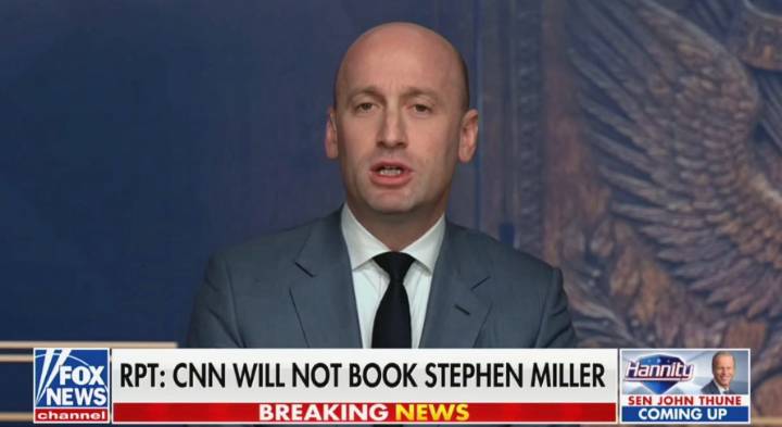 Stephen Miller Tells Hannity He’s Been Banned by CNN