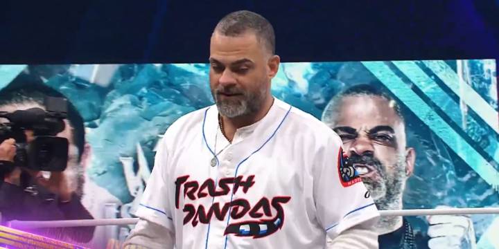 AEW wrestler Eddie Kingston wears Trash Pandas jersey