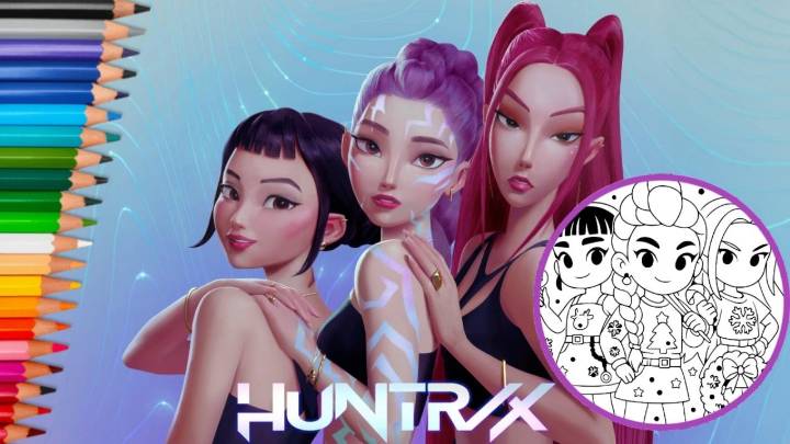 5 imágenes de K-Pop Demon Hunters para imprimir y colorear en Navidad