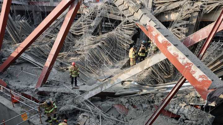 Library under construction in South Korea collapses, killing 1 and trapping 3 under rubble