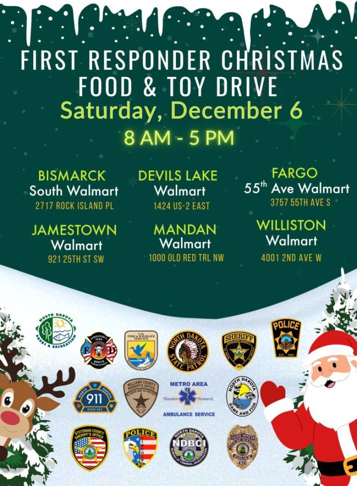 First responders launch statewide Christmas food and toy drive in North Dakota