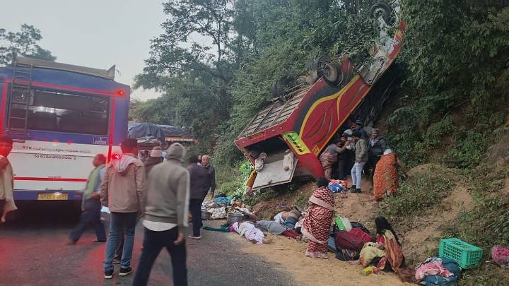 At least 9 pilgrims dead, 22 injured as bus plunges into gorge on Chinturu