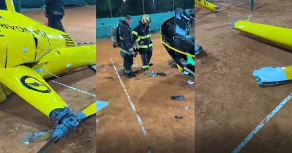 Cayó un helicóptero en una cancha de tenis: hay tres heridos