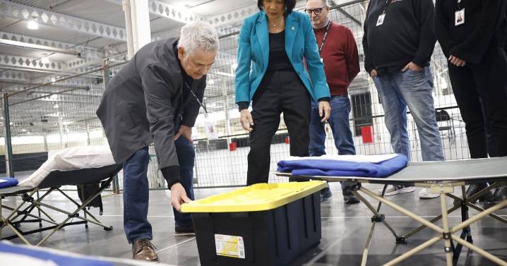 Olivia Chow gets a first look inside winter respite centre at Exhibition Place