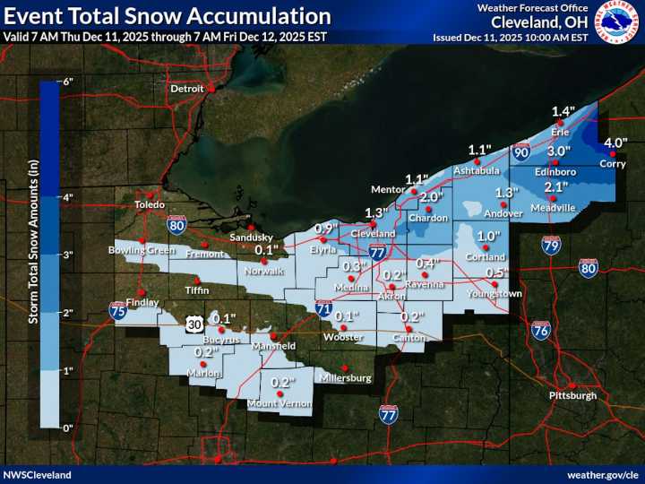 Lake-effect snow continues Thursday ahead of weekend Arctic plunge