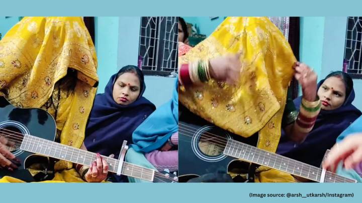 Woman fixes new bride’s ghunghat as she strums guitar, sings Shah Rukh’s ‘Ek Din Aap’; video sparks debate: ‘Ghunghat valued more than talent’