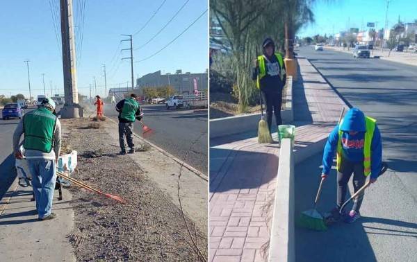 Atienden cuadrillas de limpieza algunas vialidades de la ciudad