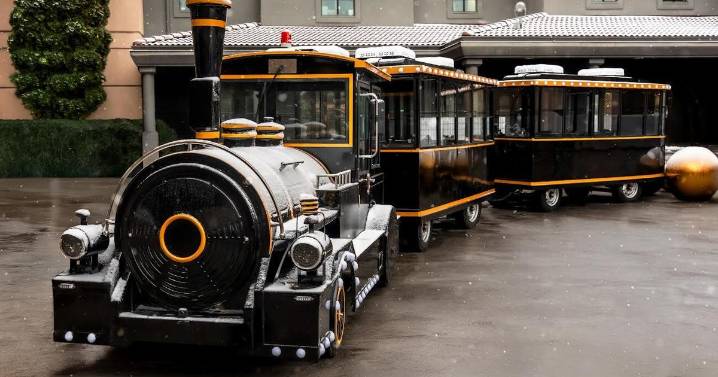 Christmas-themed e-train tootles around Kelowna waterfront