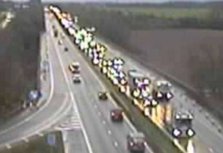 Drivers facing tailbacks on M2 London-bound between Junction 6, Faversham, and Junction 5, Sittingbourne