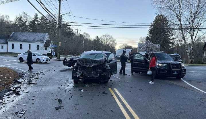 Foxborough police respond to Wednesday morning car crash