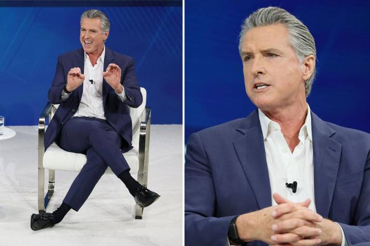 Gavin Newsom's odd 'testicle-crushing' sitting pose has internet going nuts