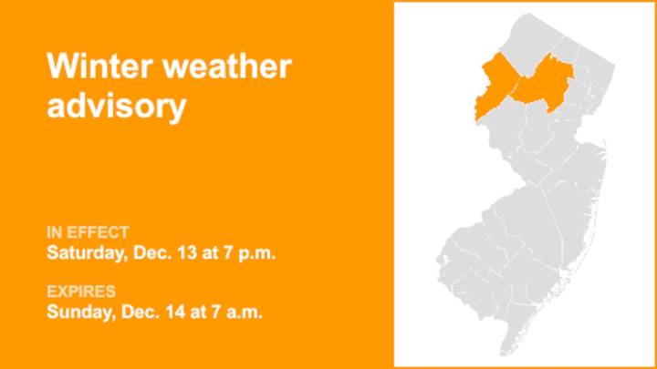 Winter weather advisory affecting Warren and Morris counties until Sunday morning