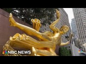 Prometheus statue at Rockefeller Center gets a golden makeover