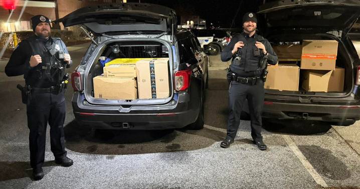 Police in Billerica, Massachusetts deliver Amazon packages found in middle of the road
