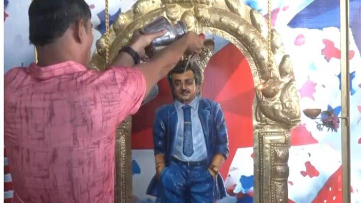 Fan conducts special puja at Rajini Temple to mark superstar's 75th birthday