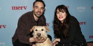 Zooey Deschanel & Charlie Cox Cozy Up to Gus the Dog to Promote New Movie ‘Merv’ | Charlie Cox, Merv, Movies, Zooey Deschanel 
