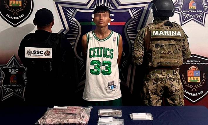 Detienen a presunto narcomenudista con 47 dosis de drogas en la supermanzana 233