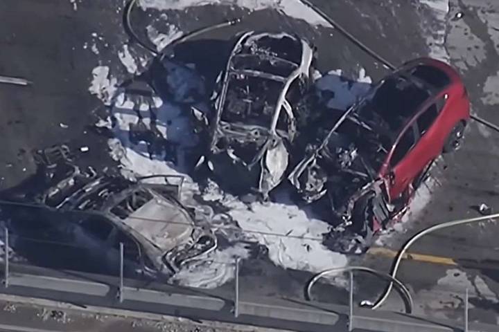 1 Child, 1 Adult Die as 4 Vehicle Crash Erupts into Flames on Highway