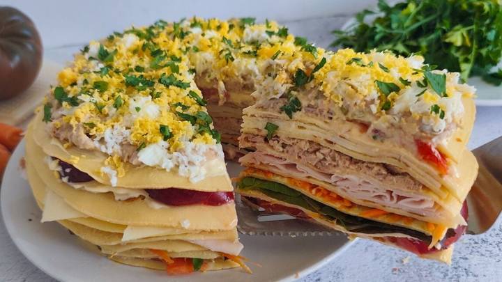 Torre de panqueques salados: la receta fácil y fresca que no puede faltar en tu mesa en estas fiestas