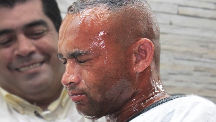 Man Delivers Prepared Remarks After Spontaneous Baptism