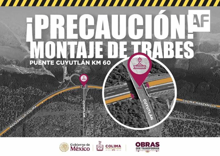 Este miércoles se realiza montaje de trabes en la autopista Colima