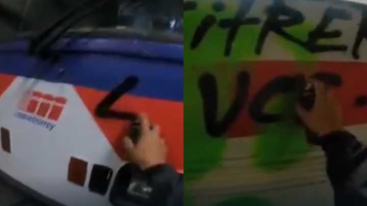 Jóvenes Burlan Seguridad del Sistema del Metro en Monterrey y Grafitean Varios Vagones